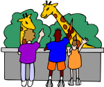 children at zoo with giraffes